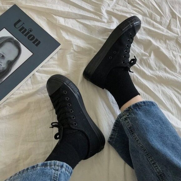 Uniqlo Women's Canvas Slip-On Shoes - Converse Style - Black - Size 36 - Picture 9 of 10